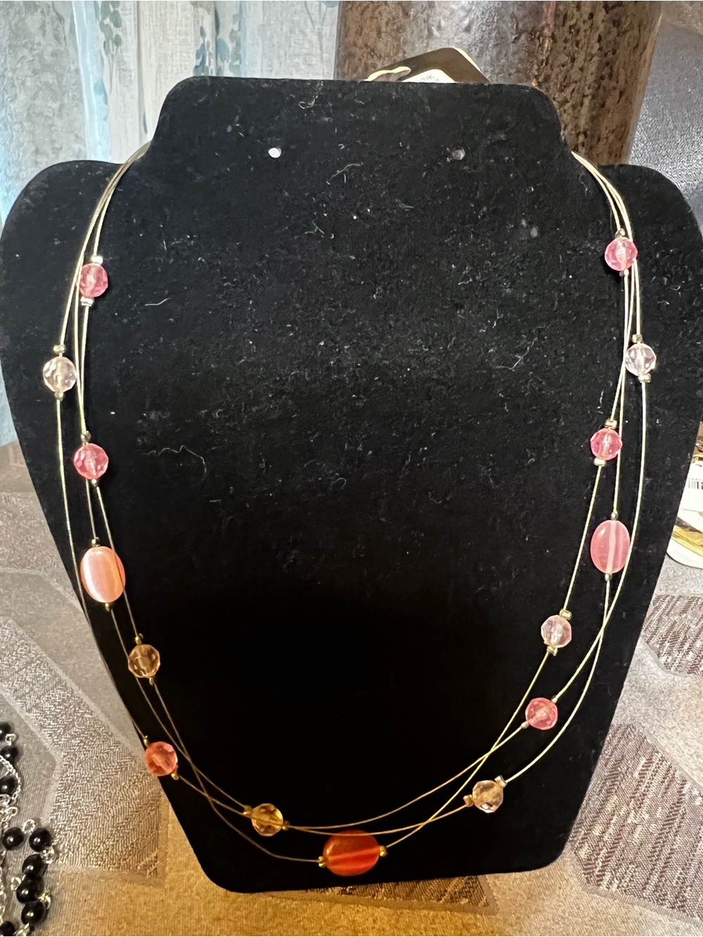 Catherines NWT Pink Beaded Illusion Necklace Deadstock Y2K Multi Strand